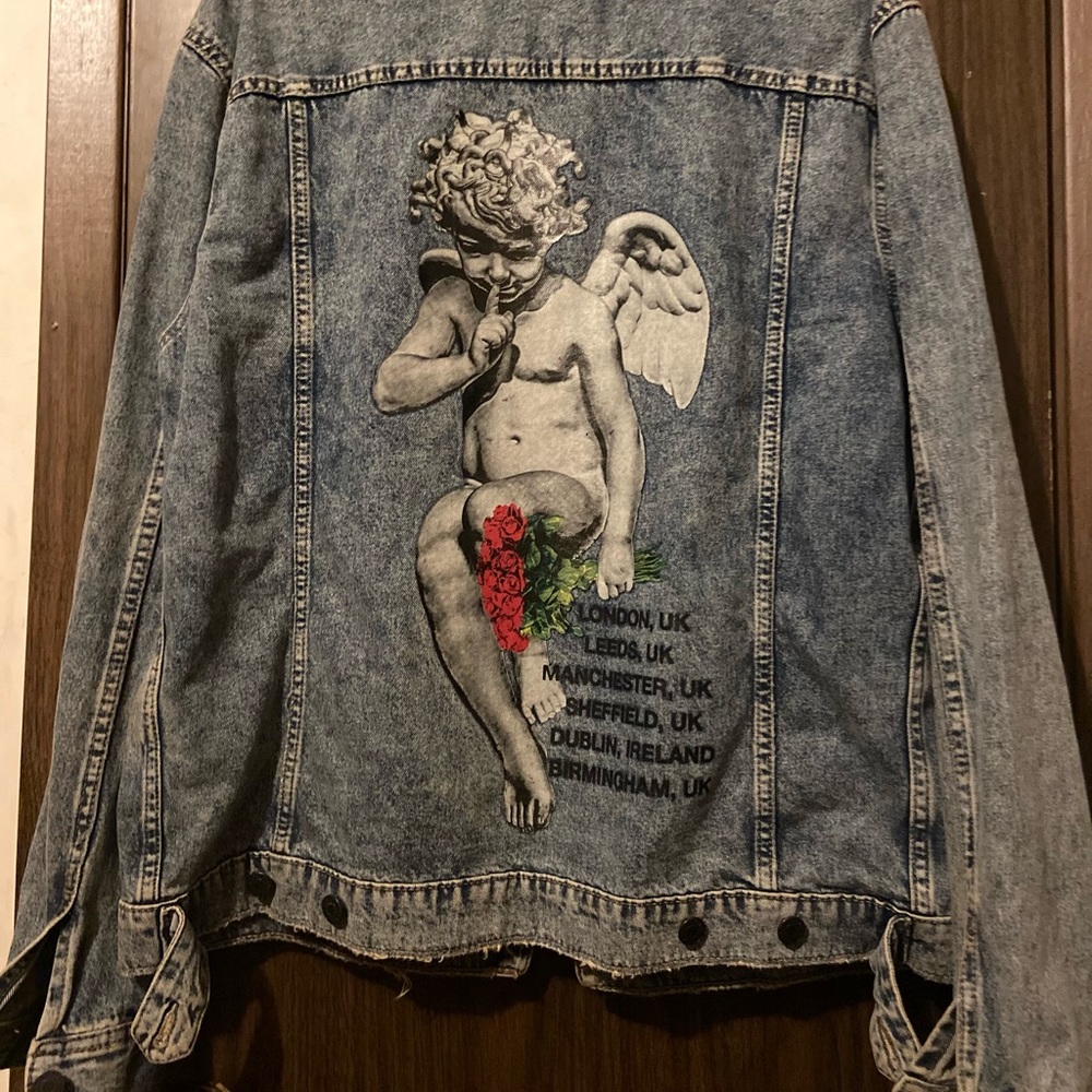 H&M x Young Thug distressed graphic denim jacket